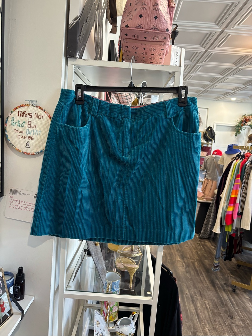 Boden Teal Cord Mini Skirt